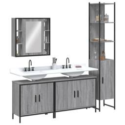 Berkfield Home Stylish 4 Piece Bathroom Cabinet Set Grey Sonoma Engineered Wood - thumbnail 2
