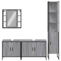 Berkfield Home Stylish 4 Piece Bathroom Cabinet Set Grey Sonoma Engineered Wood - thumbnail 6