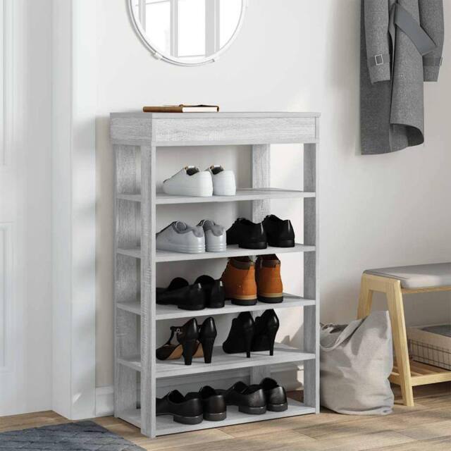 Berkfield Home Shoe Rack Grey Sonoma 60x30x98 cm Engineered Wood - Size: 60 x 30 x 98 cm - image 1