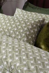HOEM Alexah Abstract Geometric Cotton Rich Duvet Cover Set in Olive - Size: King - thumbnail 3