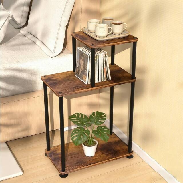 Ventryn 3-Tier Side Table with Metal Frame, High Stability Storage Rack in Brown - image 1