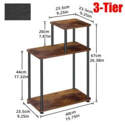 Ventryn 3-Tier Side Table with Metal Frame, High Stability Storage Rack in Brown - thumbnail 2