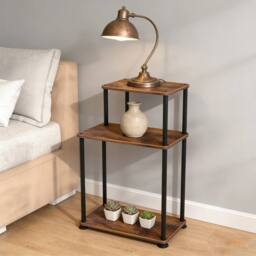 Ventryn 3-Tier Side Table with Metal Frame, High Stability Storage Rack in Brown - thumbnail 3