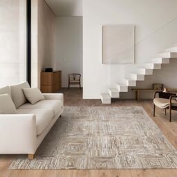 The Rug Shop UK Beige Modern Striped Latex Back Latex Back Area Rug - Size: 200 cm x 290 cm - thumbnail 1