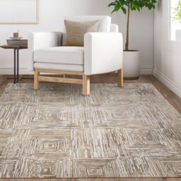 The Rug Shop UK Beige Modern Striped Latex Back Latex Back Area Rug - Size: 200 cm x 290 cm - thumbnail 2