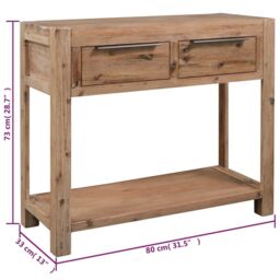 Berkfield Home Console Table 82x33x73 cm Solid Acacia Wood in Brown - Size: 82 x 33 x 73 cm - thumbnail 6