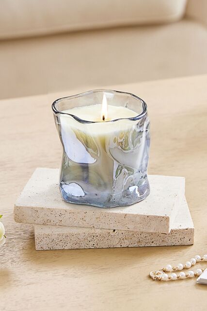SHEONLY Bluebell Soy Wax Scented Candle in Irregular Curved Glass Cup in Blue - image 1
