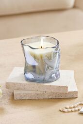 SHEONLY Bluebell Soy Wax Scented Candle in Irregular Curved Glass Cup in Blue - thumbnail 1