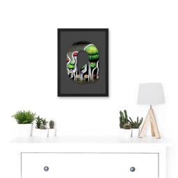 Artery8 Letter Q Abstract Trippy Grey Green Decorative Graffiti Mural Alphabet Initial Stencil Artwork Framed Wall Art Print A4 in Black - thumbnail 2