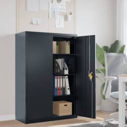 Berkfield Home File Cabinet Anthracite 90x40x140 cm Steel in Dark Grey - Size: 90 x 40 x 140 cm - thumbnail 2