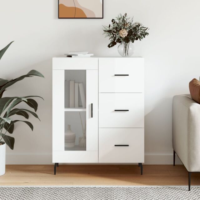 Berkfield Home Sideboard High Gloss White 69.5x34x90 cm Engineered Wood - image 1