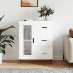 Berkfield Home Sideboard High Gloss White 69.5x34x90 cm Engineered Wood - thumbnail 1