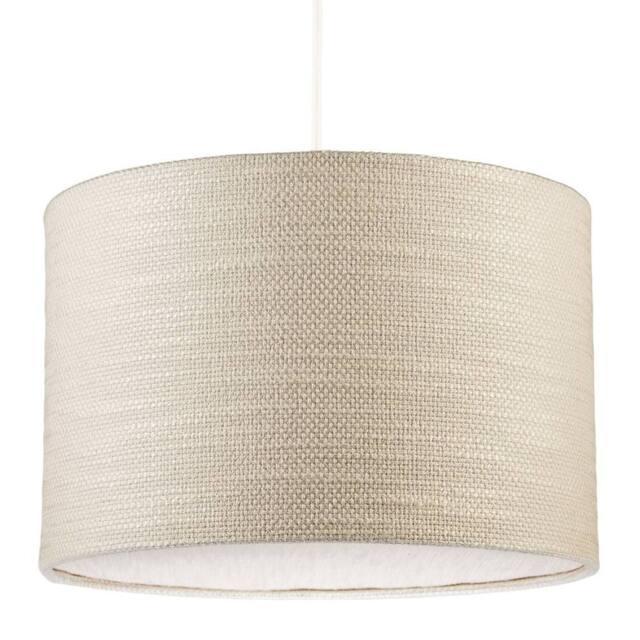 Happy Homewares Coconut Milk Textured Linen Pendant Lighting Shade with Diffuser in Beige - Size: 12 inches - image 1
