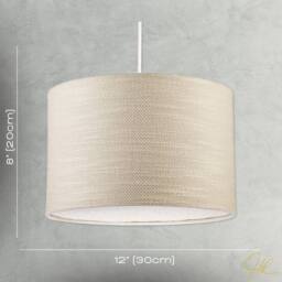 Happy Homewares Coconut Milk Textured Linen Pendant Lighting Shade with Diffuser in Beige - Size: 12 inches - thumbnail 7