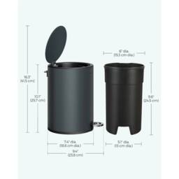 Kelvenix Grey Bathroom Bin with Lid, Toilet Bin in Dark Grey - Size: 0.6m2 - thumbnail 2