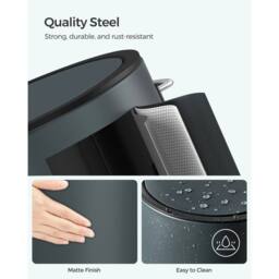 Kelvenix Grey Bathroom Bin with Lid, Toilet Bin in Dark Grey - Size: 0.6m2 - thumbnail 4