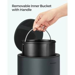 Kelvenix Grey Bathroom Bin with Lid, Toilet Bin in Dark Grey - Size: 0.6m2 - thumbnail 5