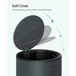 Kelvenix Grey Bathroom Bin with Lid, Toilet Bin in Dark Grey - Size: 0.6m2 - thumbnail 3