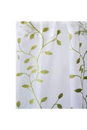 Living and Home 130cm W 2 Panels Leaf Pattern Embroidered Semi-sheer Curtains in White - Size: 240 cm - thumbnail 4