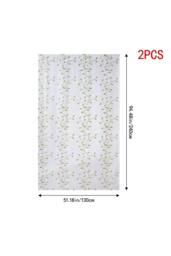 Living and Home 130cm W 2 Panels Leaf Pattern Embroidered Semi-sheer Curtains in White - Size: 240 cm - thumbnail 7