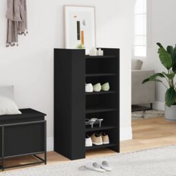 Berkfield Home Shoe Cabinet Black 52x37.5x100 cm Engineered Wood - thumbnail 3