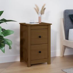 Berkfield Home Bedside Cabinet Honey Brown 40x35x61.5 cm Solid Wood Pine - thumbnail 1
