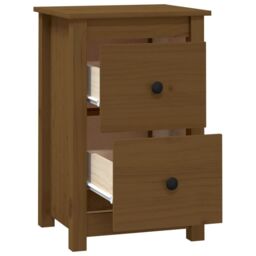 Berkfield Home Bedside Cabinet Honey Brown 40x35x61.5 cm Solid Wood Pine - thumbnail 4