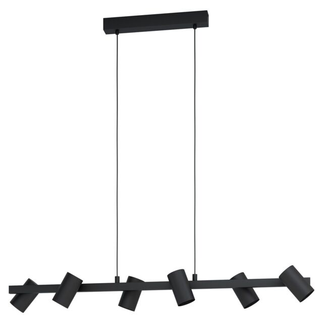 Loops Pendant Ceiling Light 6 Spots Track Colour Black Shade Bulb E14 6x25W - image 1