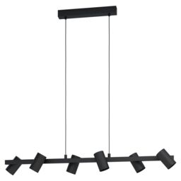 Loops Pendant Ceiling Light 6 Spots Track Colour Black Shade Bulb E14 6x25W