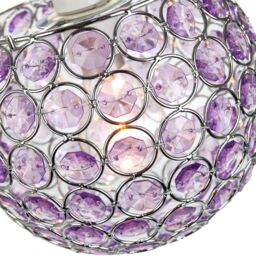 Happy Homewares Round Globe Easy Fit Pendant Shade with Small Acrylic Bead Jewels in Purple - thumbnail 3