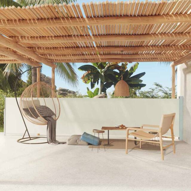 Berkfield Home Patio Retractable Side Awning 117x600 cm Cream - image 1