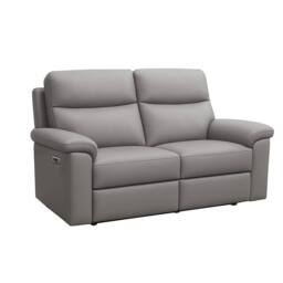 Aspire Marlowe Real Leather Power Recliner 2 Seater Sofa with USB Charging in Grey - thumbnail 2