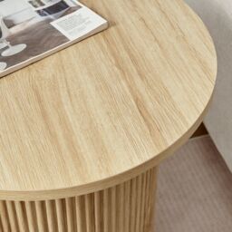 FurnitureboxUK Penrose Round Wood Effect Side Table in Light Oak - thumbnail 4