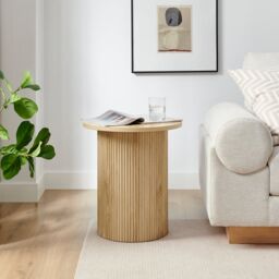 FurnitureboxUK Penrose Round Wood Effect Side Table in Light Oak - thumbnail 2