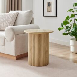 FurnitureboxUK Penrose Round Wood Effect Side Table in Light Oak - thumbnail 3