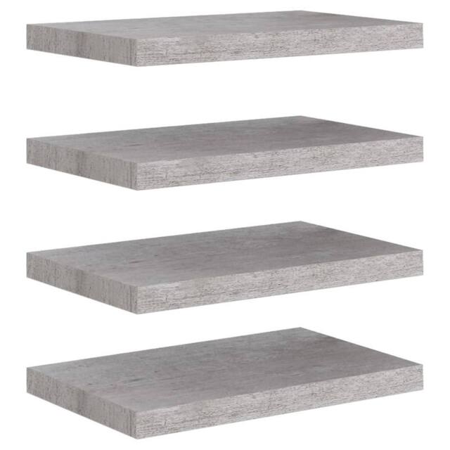 Berkfield Home Floating Wall Shelves 4 pcs Concrete Grey 50x23x3.8 cm MDF - image 1