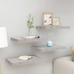 Berkfield Home Floating Wall Shelves 4 pcs Concrete Grey 50x23x3.8 cm MDF - thumbnail 2