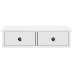 Berkfield Home Wall Shelf with Drawers White 60x25x15 cm Engineered Wood - Size: 60 x 25 x 15 cm - thumbnail 4