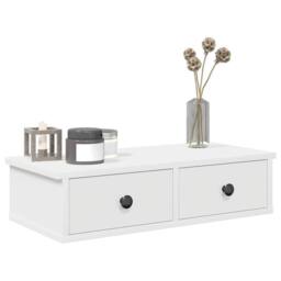 Berkfield Home Wall Shelf with Drawers White 60x25x15 cm Engineered Wood - Size: 60 x 25 x 15 cm - thumbnail 1