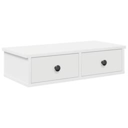 Berkfield Home Wall Shelf with Drawers White 60x25x15 cm Engineered Wood - Size: 60 x 25 x 15 cm - thumbnail 3