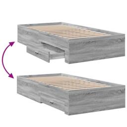 Berkfield Home Modern Bed Frame with Drawers without Mattress Grey Sonoma 100x200 cm - thumbnail 7