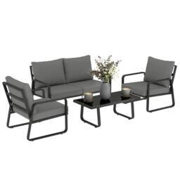 OUTSUNNY 4 Piece Garden Furniture Set, Outdoor Sofa Set, Black - thumbnail 2