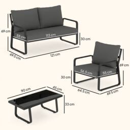 OUTSUNNY 4 Piece Garden Furniture Set, Outdoor Sofa Set, Black - thumbnail 3