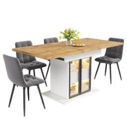 BTM RGB LED Extendable Dining Table Glass Storage White Black - thumbnail 7