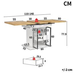 BTM RGB LED Extendable Dining Table Glass Storage White Black - thumbnail 6