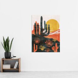 "Artery8 Wall Art Print Desert Cactus Sunset Simple Bobo Cacti Landscape Poster in Orange - Size: W18"" x H24""" - thumbnail 4