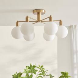 FurnitureboxUK Martha 6 Frosted Glass Globes Ceiling Light in Gold - thumbnail 4