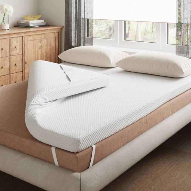 Rest Relax Visco Therapy 5cm Cool Blue Memory Foam Mattress Topper in White - Size: Small Double - image 1