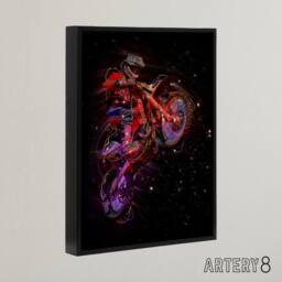 "Artery8 Electric Light Motocross Bike Framed Canvas Wall Art Print in Black - Size: W12"" x H16""" - thumbnail 2