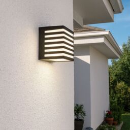 CGC Lighting 'Sirolo' Black Square LED Outdoor Cube Wall Light Decorative Grill 4000k IP54 10W 1000lm - thumbnail 5